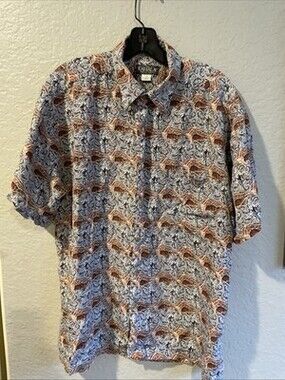 Kahala Fish and Octopus Print Multicolor Hawaiian Shirt Mens Size Medium